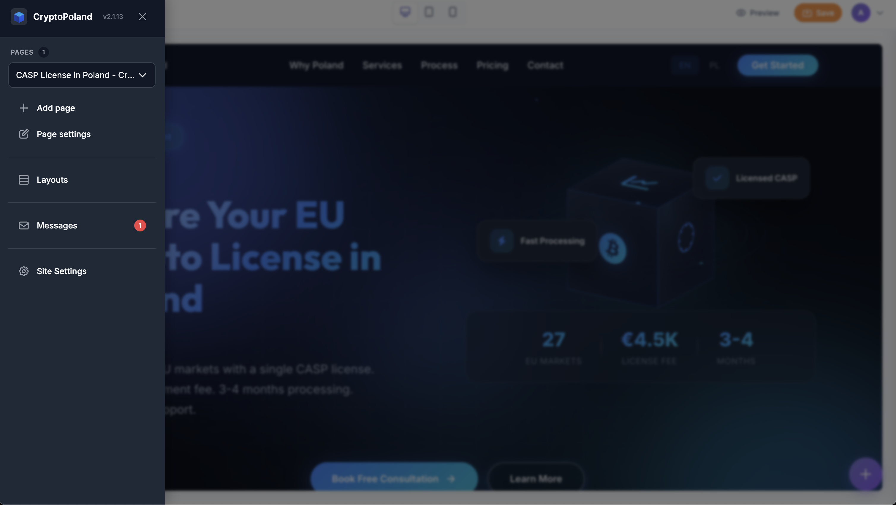 NeoWeb Builder — Visual Editor with page management