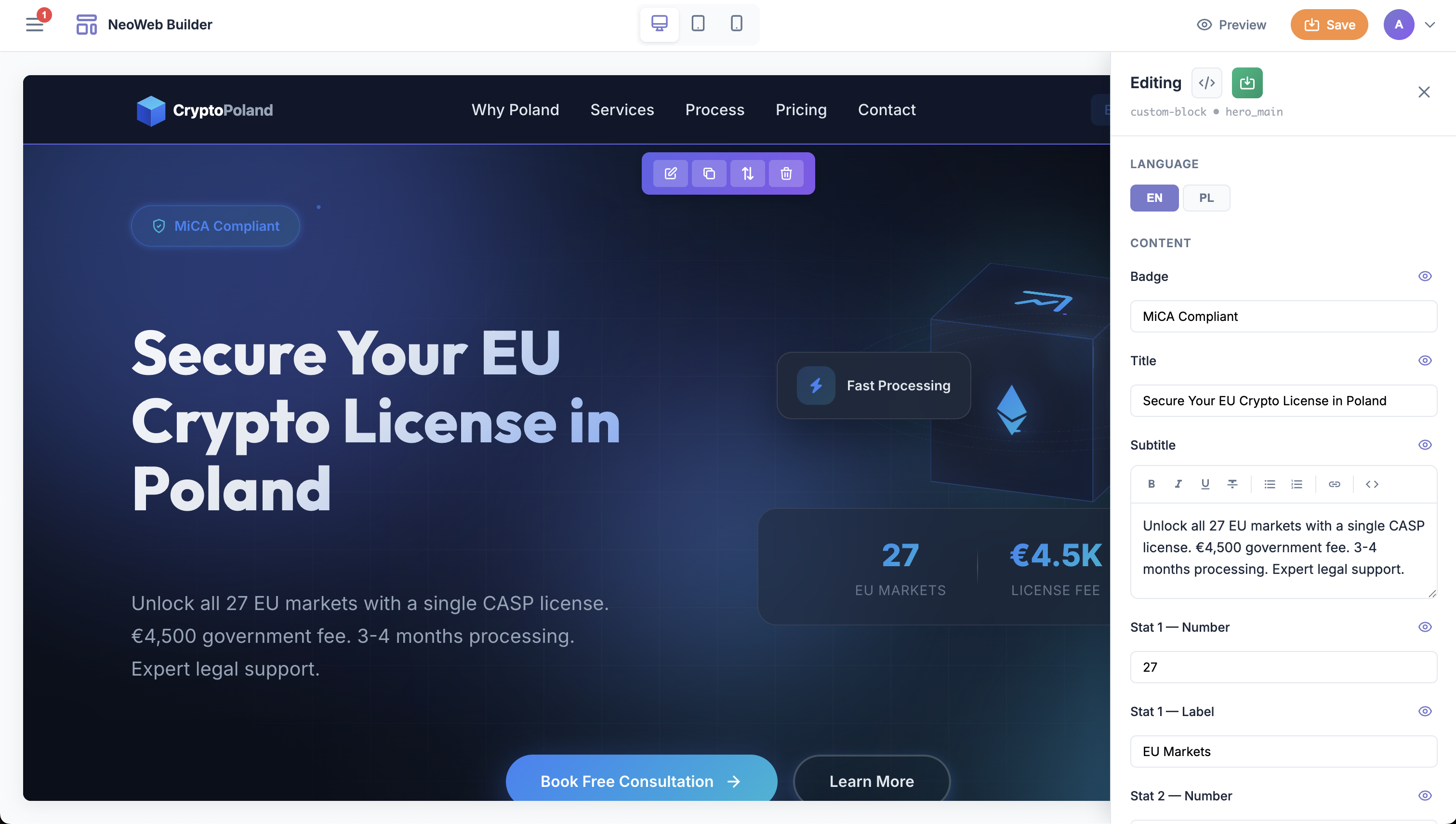 NeoWeb Builder Admin Panel